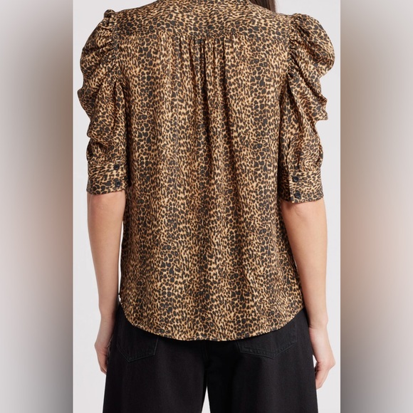 Frame Gillian Leopard-Print Silk Chiffon Blouse Size Medium (6-8) - Picture 11 of 16